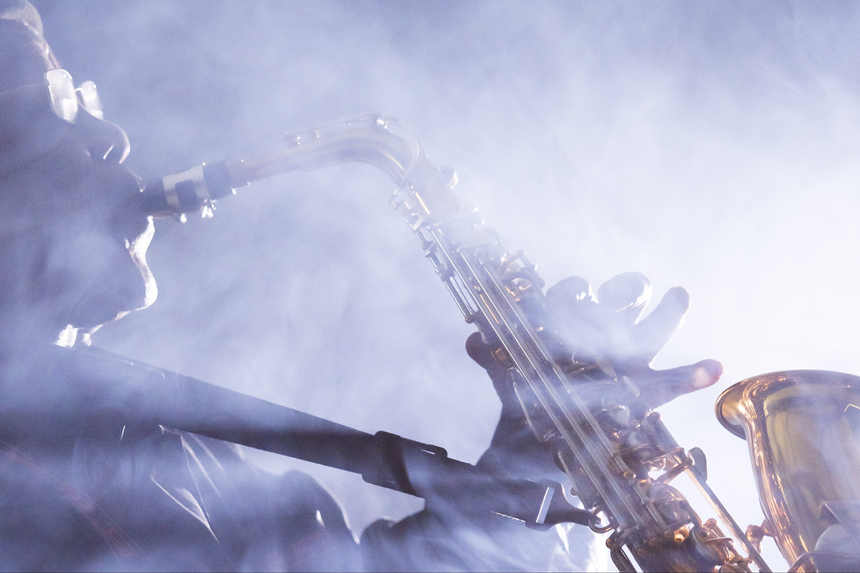 African jazz musician playing the saxophone